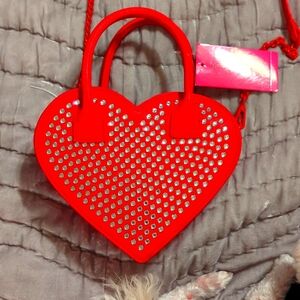 Betsey Johnson Red Heart Crossbody with Perforated Design